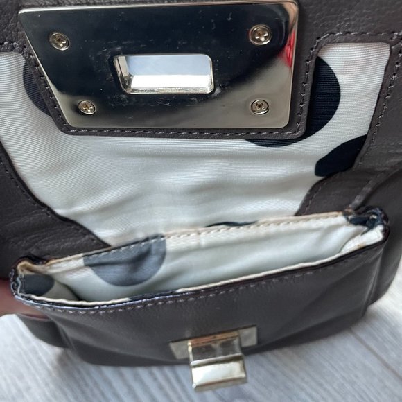 kate spade Gray Leather Crossbody Purse Twistlock Closure - Picture 7 of 13